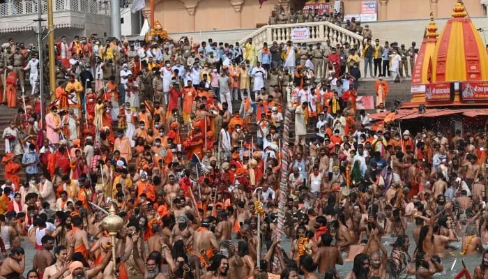 Hindus devotees seen taking a dip in the Ganges river during the Kumbh Mela festival in Haridwar. — AFP/file