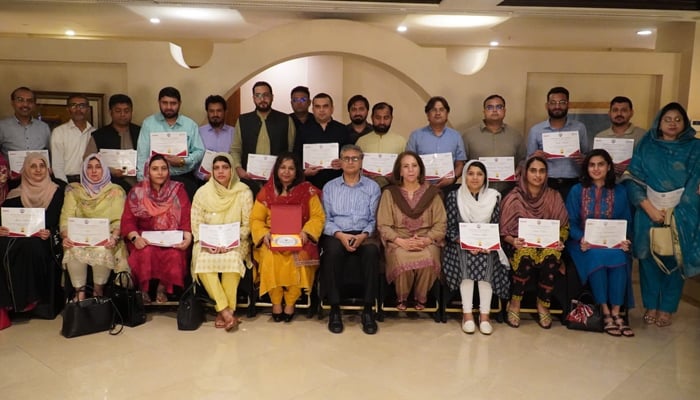 Photo coverage Distribution of certificates to participants after NTDCs two-day gender mainstreaming training workshop in Lahore in collaboration with the French Development Agency (AFD) image released on September 27, 2024. — Facebook/@NTDCPR