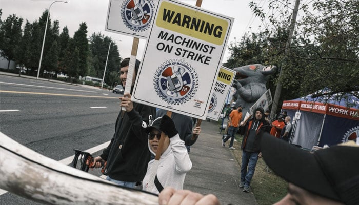 Boeing workers in the Seattle-area seen protesting. — AFP/file