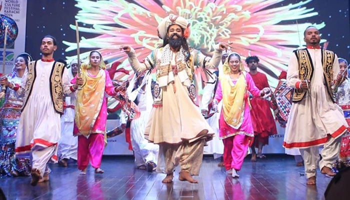 A group of dancers perform during the inauguration ceremony of  World Culture Festival at Arts Council of Pakistan in Karachi in this image released on September 27, 2024. — Facebook/ACPKHI