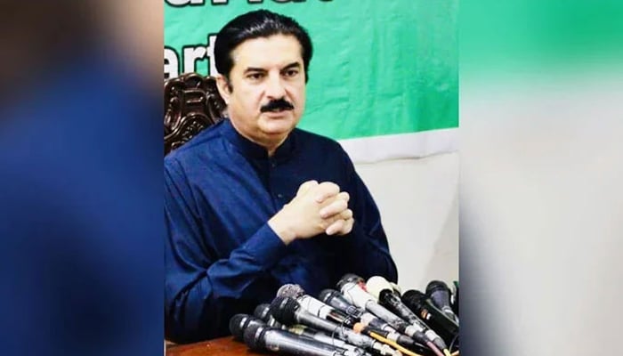 Khyber Pakhtunkhwa Governor Faisal Karim Kundi speaks during a press conference on May 2, 2024. — Facebook/Faisal Karim Kundi