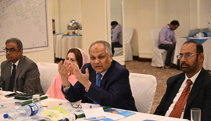 Chief Information Commissioner Shoaib Ahmad Siddiqui is expressing his views regarding RTI Quiz seen in this image released on September 28. 2024. — RTI Website/File