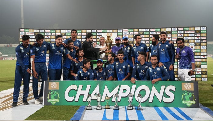 Panthers getting the trophy from PCB Chairman Mohsin Naqvi.— Facebook@championscuppcb/file