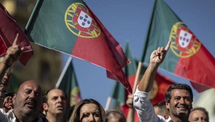 Among the protesters was Chega leader Portuguese Andre Ventura (right). — AFP/file