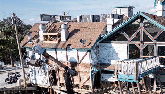 A drone view of a damaged business around Cedar Key Fishing Pier following Hurricane Helene in Cedar Key, Florida, US, September 28, 2024. — Reuters