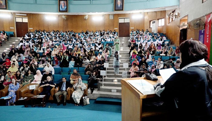 A project aimed at developing leadership skills among female students held at Home Economics University on Monday. — Facebook/ University of Home Economics Lahore