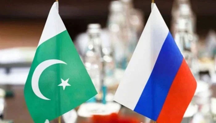 Flags of Pakistan and Russia. — State media/file