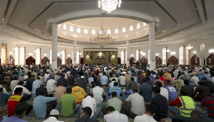 People attend a Friday prayer sermon at a mosque in Dubai. — AFP/file