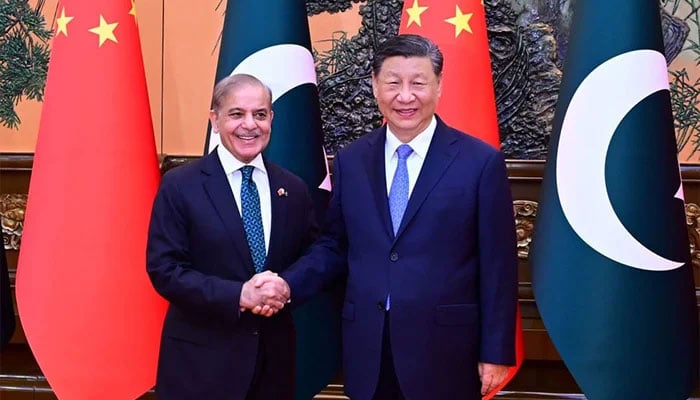 PM Shehbaz Sharif meets Chinese President Xi Jinping in Beijing, China on 7 June 2024. — APP