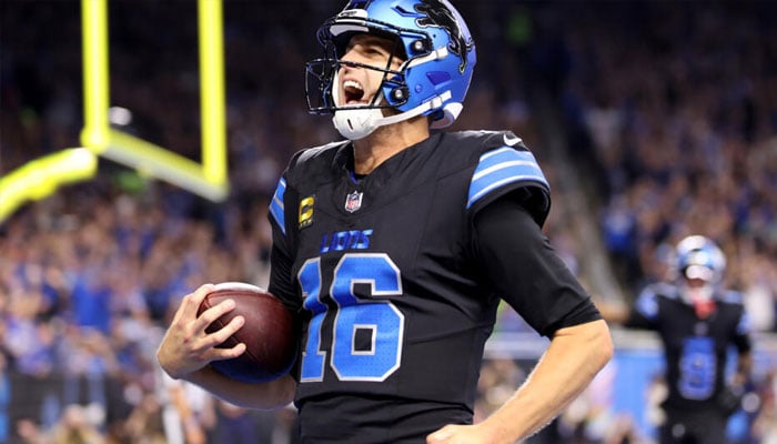 Detroit quarterback Jared Goff celebrates scoring a touchdown in the Lions win over Seattle. — AFP/file