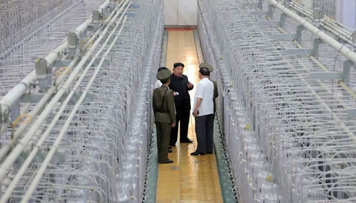 North Korean leader Kim Jong Un tours facilities during a visit to the Nuclear Weapons Institute and the production base of weapon-grade nuclear materials at an undisclosed location in North Korea, in this photo released by North Koreas official Korean Central News Agency September 13, 2024.— AFP/file