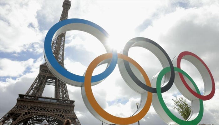 Paris Olympics rings seen in front of the Eifel Tower.— AFP/file