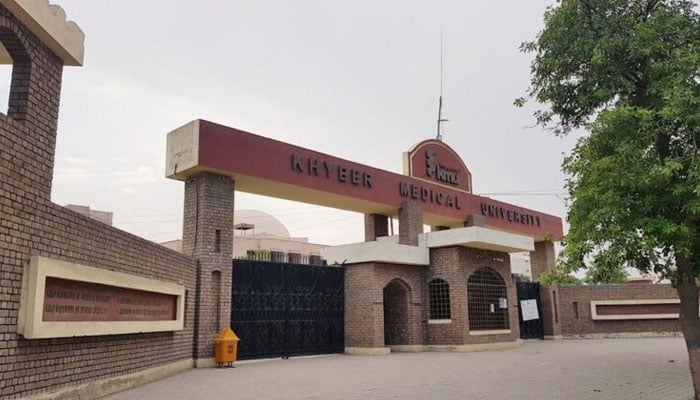 Khyber Medical University (KMU) entrance gate seen in this image. — APP/File