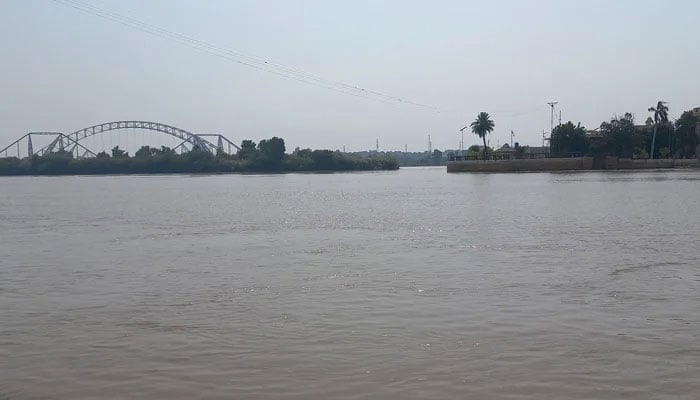 This image released on October 10, 2023, shows a general view of the River Indus. — Facebook@LivingIndus