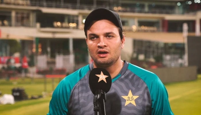 Pakistan spinner Usman Qadir giving interview on April 2, 2022. — Screengrab/ YouTube/ Pakistan Cricket