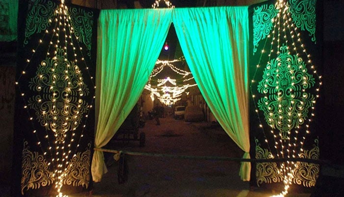 A representational image showing a decorated entrance to a street in relation to Eid Milad un Nabi. — APP/File