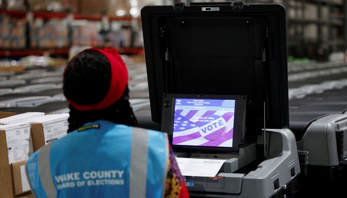 A precinct official performs logic and accuracy testing on voting machines ahead of the upcoming general election, at Wake County Board of Elections headquarters in Raleigh, North Carolina, US September 5, 2024. — Reuters