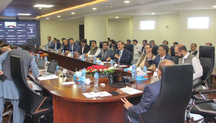 The 8th Regional Agriculture Coordination Committee meeting of the Bank of Khyber in progress at its Head Office in Peshawar on Oct 4, 2024. — Facebook/BankofKhyber