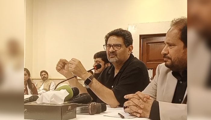 APP General Secretary Miftah Ismail speaks at a press conference on October 5, 2024. — Screengrab via Facebook/Awaam Pakistan