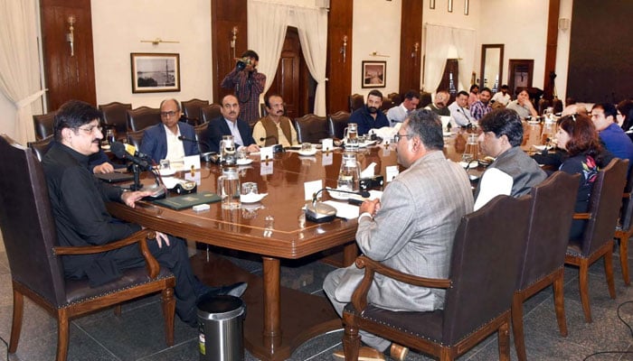 Sindh Chief Minister, Syed Murad Ali Shah in a meeting with the elected members of the National Press Club Islamabad, at CM House in Karachi on October 5, 2024. — PPI