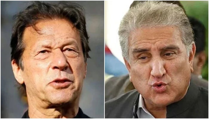 PTI founder and former PM Imran Khan (left) and senior party leader and ex-FM Shah Mehmood Qureshi. — AFP/File