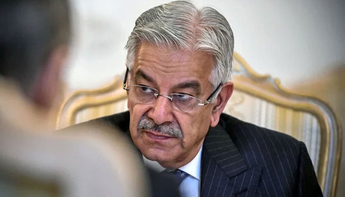 An undated image of Defence Minister Khawaja Asif. — AFP/File