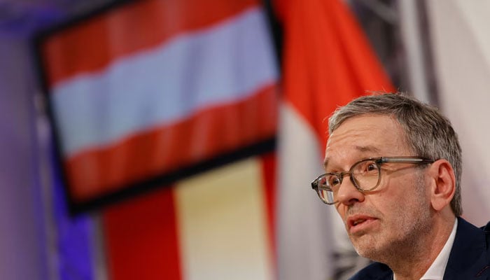 The leader of Austrias far-right Freedom Party (FPO), Herbert Kickl, holds a press conference on the coalition talks that are beginning after the FPO won a parliamentary election for the first time but fell short of a majority in Vienna, Austria, October 5, 2024. — REUTERS