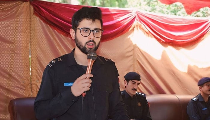 District Police Officer (DPO) Nowshera, Muhammad Azhar Khan addresses an event on September 19, 2024. — Facebook/Nowshera Police