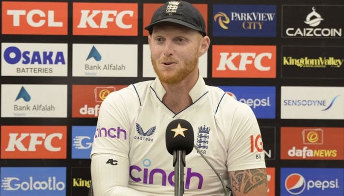 England captain Ben Stokes addresses a press conference at the Rawalpindi Cricket Stadium on December 5, 2022. — X/@TheRealPCB