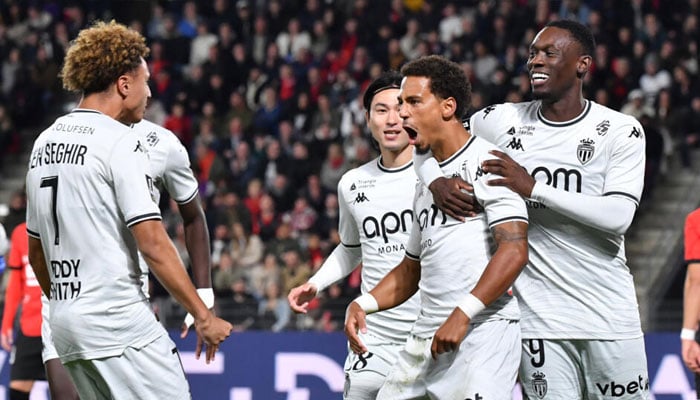 Monacos Thilo Kehrer (2nd right) celebrating after scoring a goal.— AFP/file