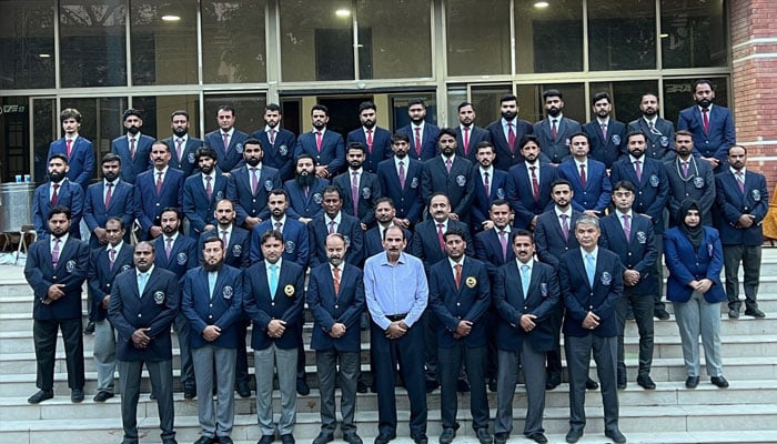 A group photo from Pakistan Karate Federations (PKF) inauguration ceremony of the national karate coaches and referees/judges courses 2024 on Sunday. — Facebook@pakkaratein