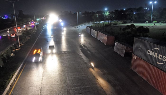 Motorists on their way to Islamabad Highway after open roads, in Islamabad on October 6, 2024. — Online