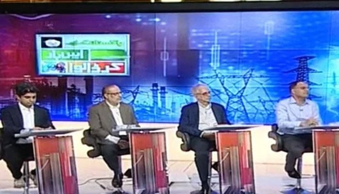 A screengrab from the transmission of Geo Great Debate on Geo News on October 6, 2024.— Geo News