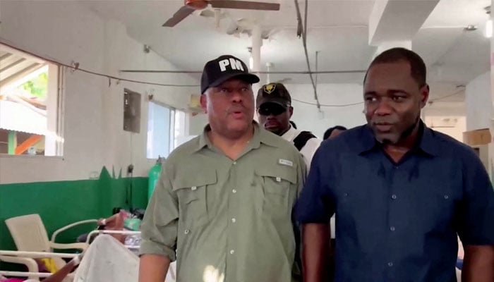 Haitian Prime Minister Garry Conille visits victims of gang attacks at a hospital, in Saint-Marc, Artibonite, Haiti October 5, 2024, in this still image obtained from a video. — Reuters