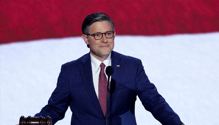 House Speaker Mike Johnson holds the gavel on Day 1 of the Republican National Convention (RNC) at the Fiserv Forum in Milwaukee, Wisconsin, US, July 15, 2024. — Reuters