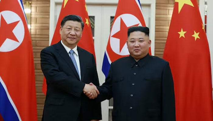 North Korean leader Kim Jong Un shakes hands with Chinas President Xi Jinping during Xis visit in Pyongyang, North Korea in this undated photo released on June 21, 2019. — Reuters