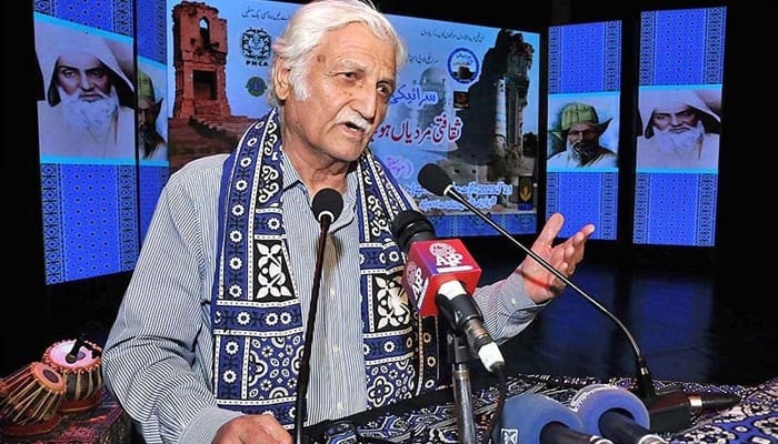 PPP Human Rights Cell President ex-Senator Farhatullah Babar  addresses during Saraiki Cultural Program at PNCA. — APP/File