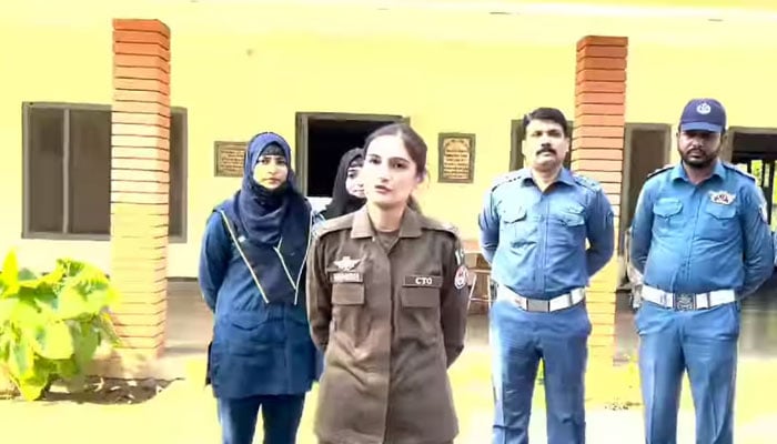 Chief Traffic Officer (CTO) Beenish Fatima speaks during the launching ceremony of the ‘Women on Wheels’ programme at the Girls Guide House on October 7, 2024. — Facebook/City Traffic Police Rawalpindi