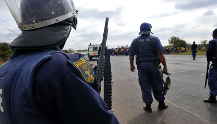 South Africa policemen seen in this image.— AFP/file