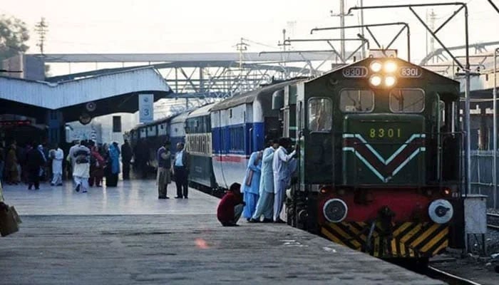 A representational image of a Pakistan Railways train at a station. — AFP/File