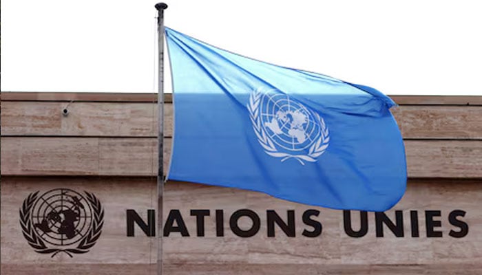 A flag is seen on a building during the Human Rights Council at the United Nations in Geneva, Switzerland February 27, 2023. — Reuters