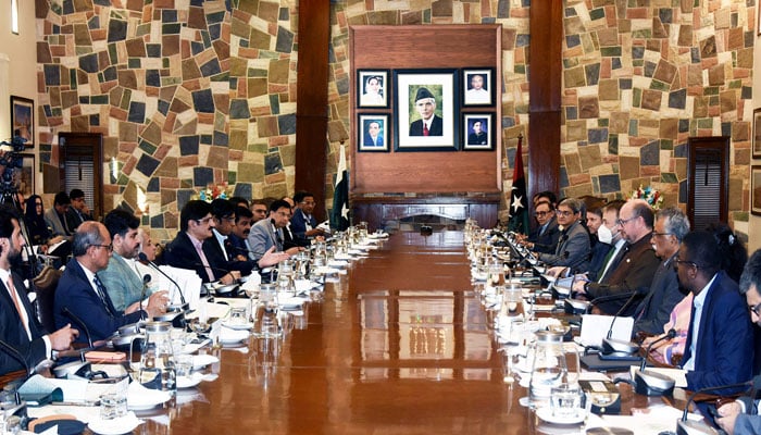 Sindh Chief Minister Syed Murad Ali Shah and a World Bank delegation led by its Director Mr Najy Benhassine review the development portfolio in their meeting at CM House on October 10, 2024. — Facebook/Sindh Chief Minister House