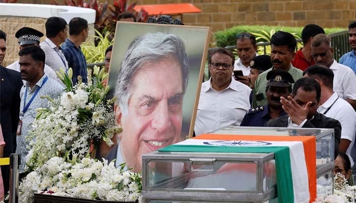 Indias Home Minister Amit Shah pays his respect as he attends the final viewing of the former chairman of Tata Group Ratan Tata, in Mumbai, India, October 10, 2024. — Reuters