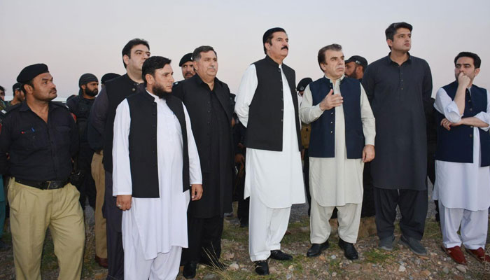 Khyber Pakhtunkhwa Governor Faisal Karim Kundi visiting the Pashtun Tahaffuz Movement (PTM) Jirga site to review the security situation on Oct 11, 2024. — Facebook/FaisalKarimKundi