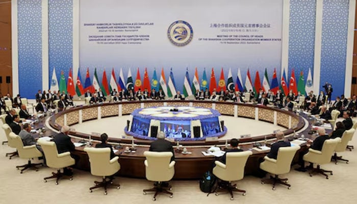 Participants of the Shanghai Cooperation Organisation summit attend an extended-format meeting of heads of SCO member states in Samarkand, Uzbekistan. — Reuters/File