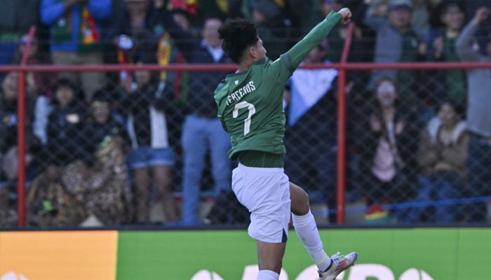 Bolivia forward Miguel Terceros celebrates scoring the winning goal against Colombia in a 1-0 2026 World Cup qualifying victory. — AFP/file