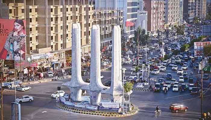 The representational image shows Teen Talwar, a renowned roundabout in the upscale area of Karachi. — APP/File