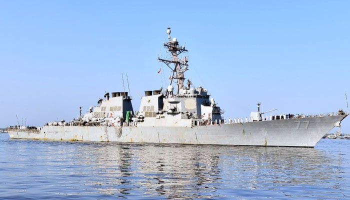 US Navy Ship USS O’Kane can be seen in this image during visits to Karachi Port, this image was released on October 12, 2024. — Facebook/Director General Public Relations - Navy