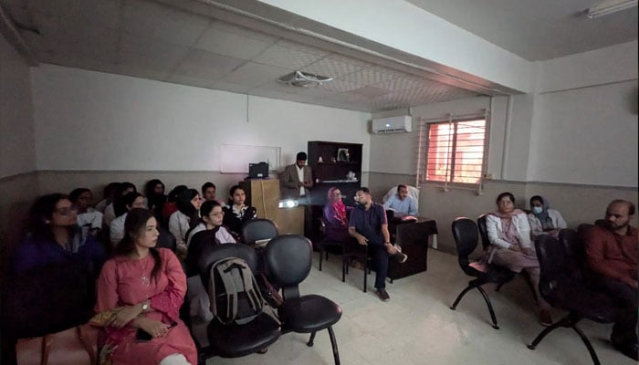 A breast cancer awareness session at JPMC .— Facebook@HimmelPharmaceuticalsPvtLtd/file