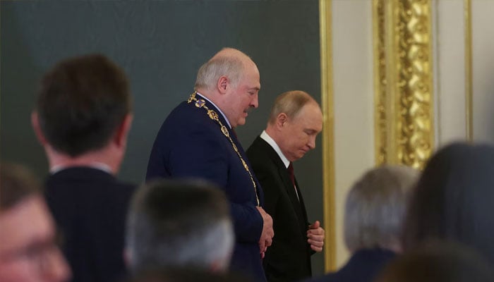 Belarusian leader Alexander Lukashenko (left) with Russian President Vladmir Putin.— Reuters/file